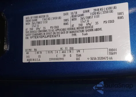 2018 Ford F-150 Xl from USA, damaged, VIN 1FTEX1EP2JFE53273